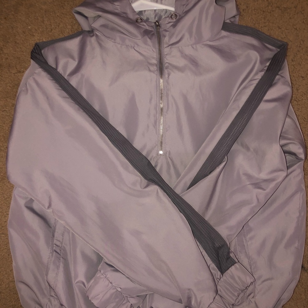 Windbreaker reflective material jacket.